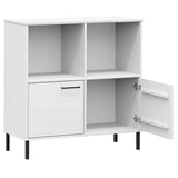 Bookcase with Metal Legs White 90x35x90.5 cm Solid Wood OSLO 351017