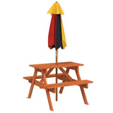 Picnic Table for 4 Kids with Umbrella Solid Wood Fir 3281615