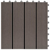 11 pcs Decking Tiles WPC 30x30 cm 1 sqm Dark Brown 45025