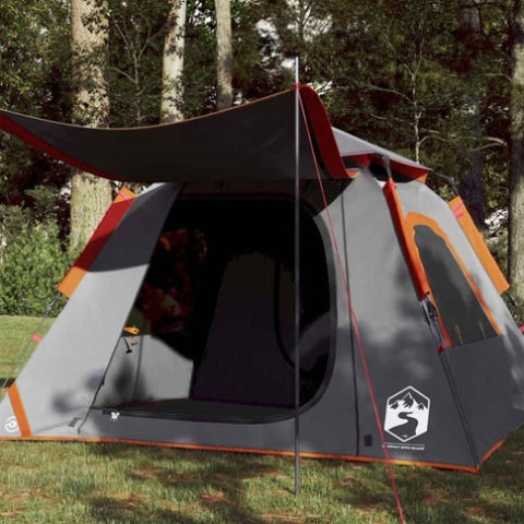 Camping Tent Dome 4-Person Grey and Orange Quick Release 4004145