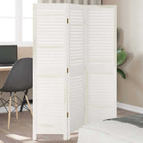 Room Divider 3 Panels White Solid Wood Paulownia 358829