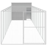 Dog House with Run Light Grey 214x1069x181 cm Galvanised Steel 3189129