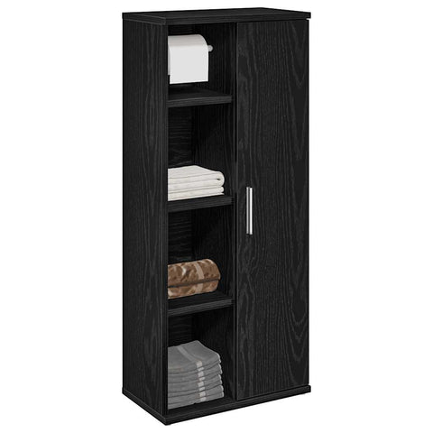 ZNTS Bathroom Cabinet with Roll Holder Black 39x22x90 cm 858525