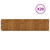 Lawn Edging 20 pcs 25 x 103 cm Weathering Steel Rusty 858325