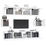 6 Piece TV Cabinet Set White Engineered Wood 3114358