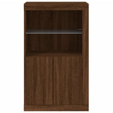 Side Cabinet with LED Lights Brown Oak Engineered Wood 836629