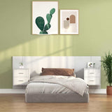 Bed Headboard with Cabinets White Engineered Wood 3115684