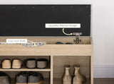Shoes Cabinet Bench Hidden Storage Padded Seat Organiser Footwear Rack Hallway Oak Tone T3398P344668