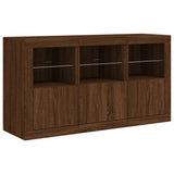 Sideboard with LED Lights Brown Oak 123x37x67 cm 3209064