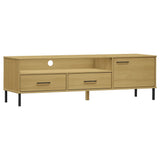 TV Cabinet with Metal Legs Brown Solid Wood Pine "OSLO 351027