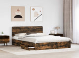 Bed Frame with Drawer Smoked Oak 160 x 200 cm Engineer Wood 3412578