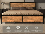 Industrial Double Frame, 5FT Steel Base with Headboard, Footboard, Slatted Support and Under T3398P340963