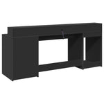 Desk with LED Lights Black 200x55x91 cm Engineered Wood 3309439