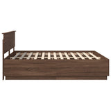 Bed Frame with Headboard Brown Oak 200 x 200 cm Engineered Wood 3408046