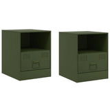 Bedside Cabinets 2 pcs Olive Green 34.5x39x44 cm Steel 841760