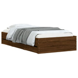 Bed Frame with Drawers without Mattress Brown Oak 100x200 cm 3207293