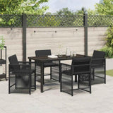 Garden Dining Set 5 pcs Black Poly Rattan 3380774