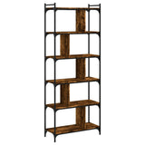 Bookcase 6-Tier Smoked Oak 76x32x192 cm Engineered Wood 833947