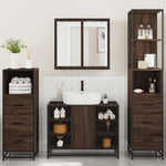4 Piece Bathroom Furniture Set Brown Oak Engineered Wood 3301274