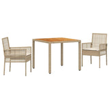 Garden Dining Set 3 pcs Beige Poly rattan 3334917
