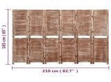 6-Panel Room Divider Brown 210x165 cm Solid Wood Paulownia 338585