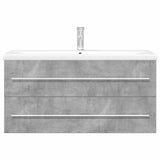 2 Piece Bathroom Furniture Set Concrete Grey Engineered Wood 3324963