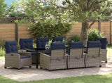 Garden Dining Set with Cushion 9 pcs Grey Poly Rattan 3380469