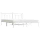 Bed Frame White Steel Double Bed Frame Rectangular Industrial 353593