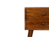 Solid Wood Mini Chestnut Bedside, 2 Drawers, Dark Brown B2743P402950