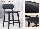 Set of Two Wooden Classic Bar Stools, with Faux Leather Seats - Black T3398P343073