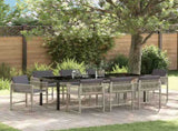 Garden Dining Set 9 pcs Light Grey Poly Rattan 3380764