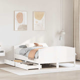 ZNTS Bed Frame without Mattress White 150x200 cm King Size Solid Wood Pine 3301786