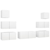 7 Piece TV Cabinet Set White Engineered Wood 3078712