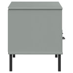 TV Cabinet with Metal Legs Grey Solid Wood Pine OSLO 351025