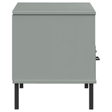 TV Cabinet with Metal Legs Grey Solid Wood Pine OSLO 351025