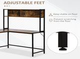 L Shaped Desk with Book Shelf, Industrial Corner Computer Desk, Writing Table with Steel Frame for T3398P329540