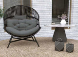 Rattan Egg Chair, Oversized Freestanding Garden Egg Chair with Thick Tufted Cushion, Headrest, Steel T3398P327961