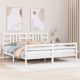 Bed Frame without Mattress White 200x200 cm Solid Wood 3193942