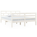3101264 Bed Frame without Mattress White Solid Wood 140x190 cm