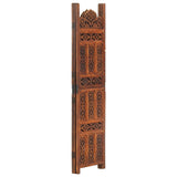 Hand carved 3-Panel Room Divider Brown 120x165 cm Solid Mango Wood 285324