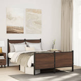 Metal Bed Frame without Mattress Brown Oak 137x190 cm 4007782