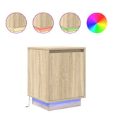 Bedside Cabinet with LED Lights Sonoma Oak 38x34x50 cm 861269