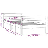 Bed Frame without Mattress White 90x190 cm Single Solid Wood Pine 821635