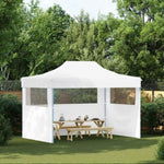 Professional Folding Party Tent with 3 Sidewalls 280x410x315 cm Steel White 48899