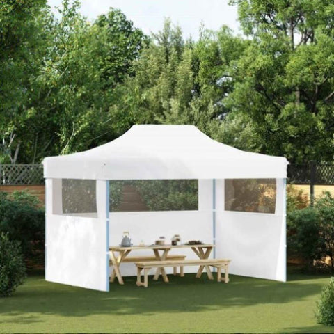 Professional Folding Party Tent with 3 Sidewalls 280x410x315 cm Steel White 48899