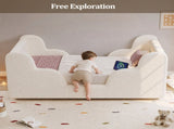Toddler Bed 3ft Single with LED Headboard Light, Upholstered Kids Bed with Safety N606P434422W