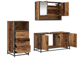 Bathroom Furniture Set with Door 3 pcs Old Wood Engineered Wood 3402408