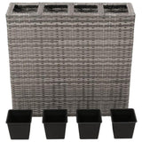 ZNTS Garden Raised Bed with 4 Pots Poly Rattan Grey 45426