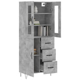Highboard Concrete Grey 69.5x34x180 cm Engineered Wood 3198501
