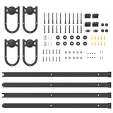 Sliding Door Hardware Kit 200 cm Steel Black 3295738
